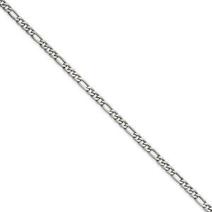 Men's 6.3mm Stainless Steel Figaro Chain Necklace, 24 Inch